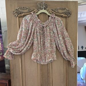 Dress Forum Floral Blouse in Pink and Green